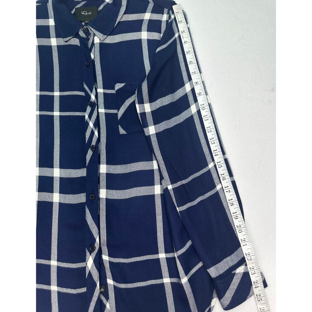 Rails Hunter Navy Blue & White Plaid Button Front Shirt Size M - Picture 6 of 11